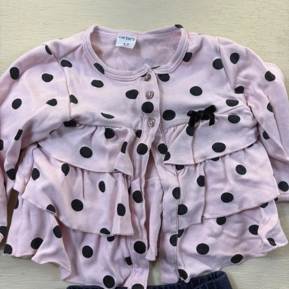 Carters Baby Girl 12 Months Clothes Bodysuits Leggings Cardigan 10pc Lot